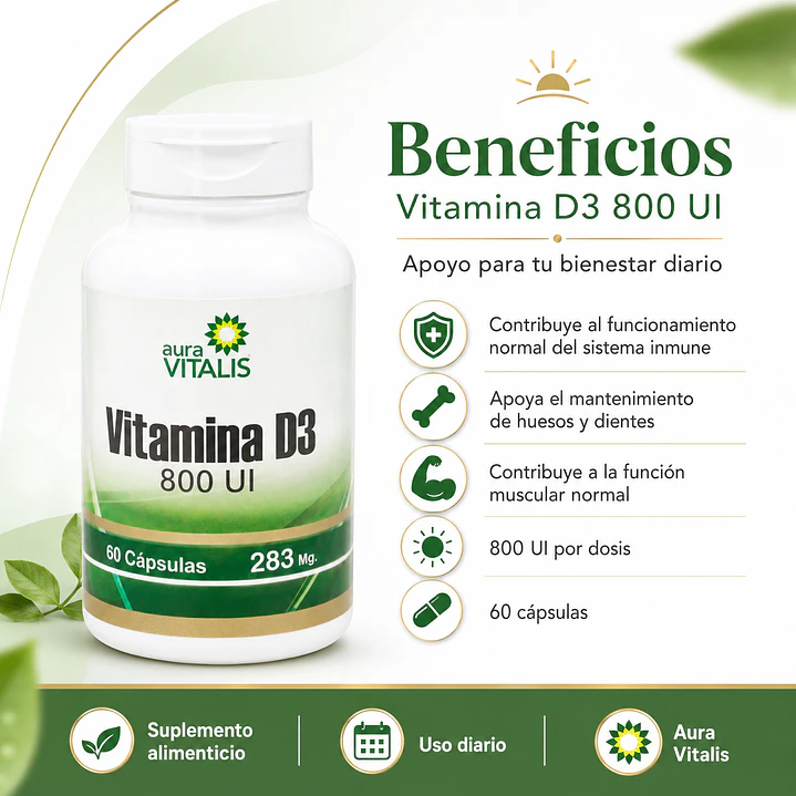 Vitamina D3 800 Fortalece Sistema Inmune X60 Capsulas 6