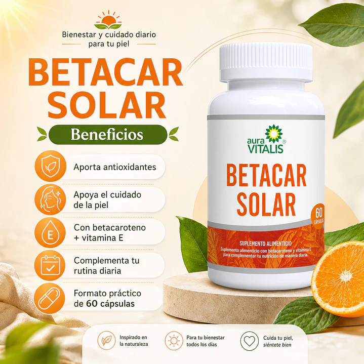 Betacar Solar Aceite Betacaroteno + Vit E 60 Capsulas 5
