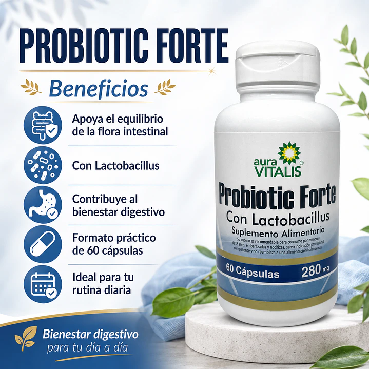 Probiotic Forte Con Lactobacillus 60 Capsulas Aura Vitalis 3