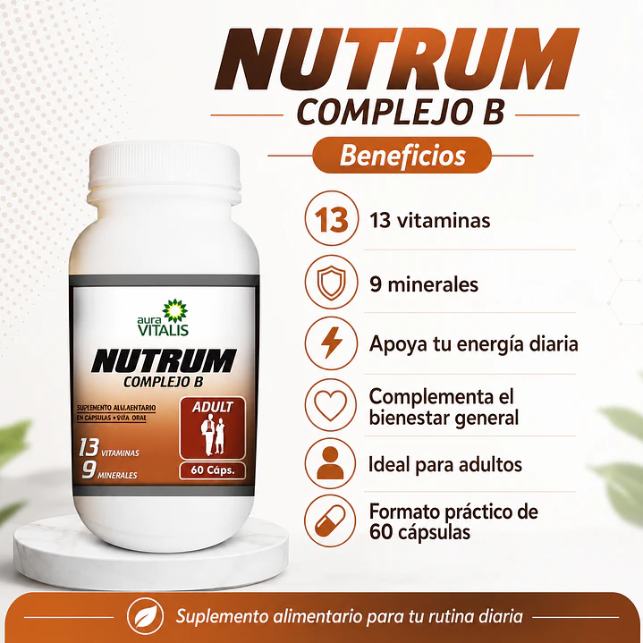 Nutrum Complejo B / 60 Cap / 13 Vitaminas / Para Adulto  2