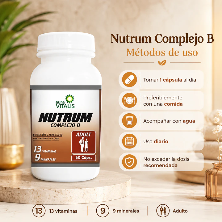 Nutrum Complejo B / 60 Cap / 13 Vitaminas / Para Adulto  4