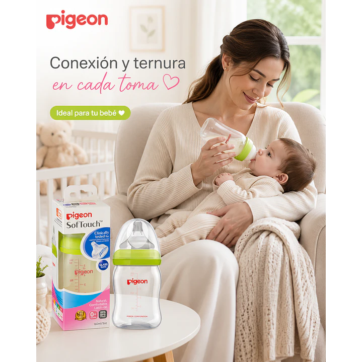Pigeon Biberón Softouch Vidrio Verde 160 ml 6