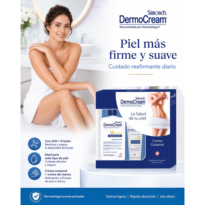 Estuche Cremas Dermocream Reafirmante 400ml+pomo De Manos 80ml 5