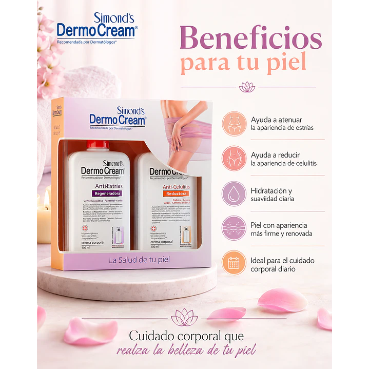 Estuche Dermocream Anti-estrías + Anti-celulitis 400ml 4