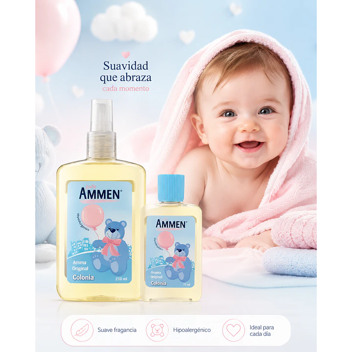 Pack Colonia Ammens 210ml + 75ml Hipoalergénicas Bebé 2