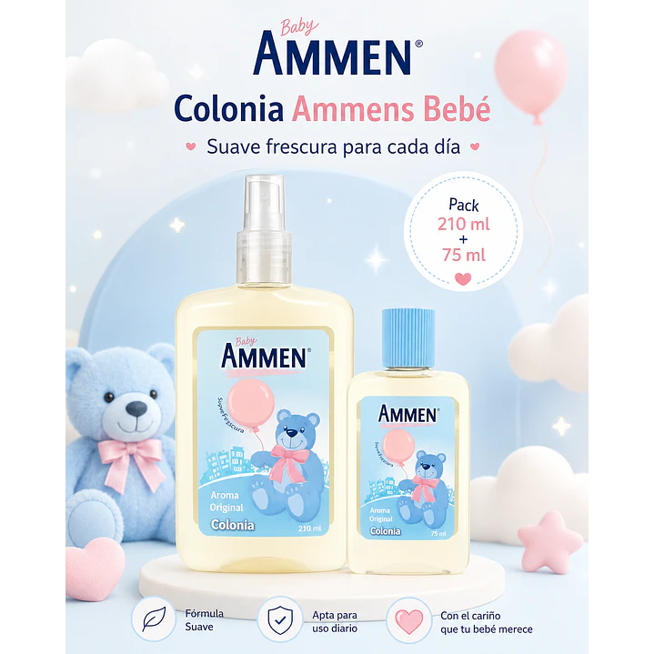 Pack Colonia Ammens 210ml + 75ml Hipoalergénicas Bebé 5