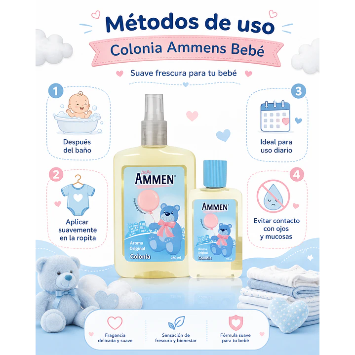 Pack Colonia Ammens 210ml + 75ml Hipoalergénicas Bebé 6