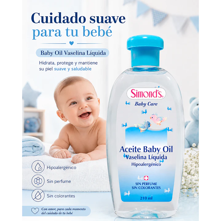 Aceite Corporal Baby Oil Vaselina Simonds 210ml 3
