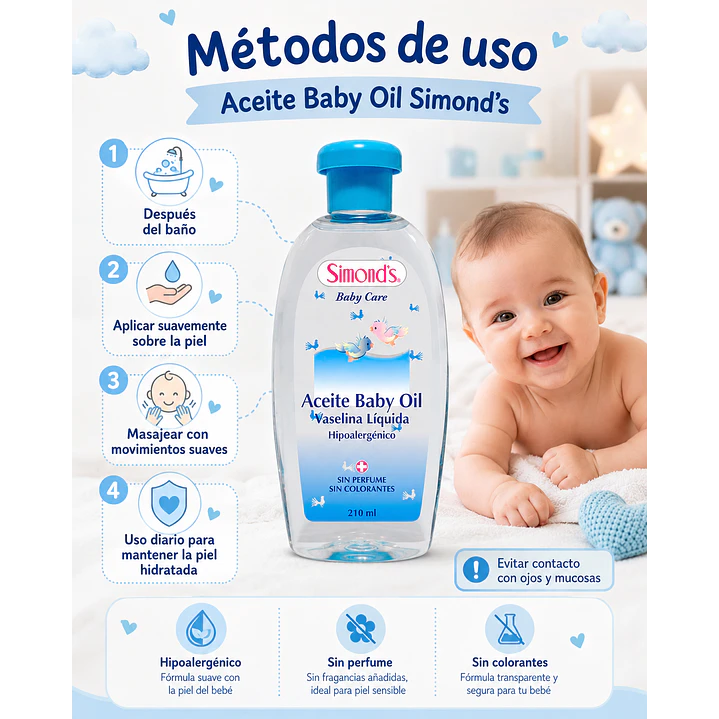 Aceite Corporal Baby Oil Vaselina Simonds 210ml 5