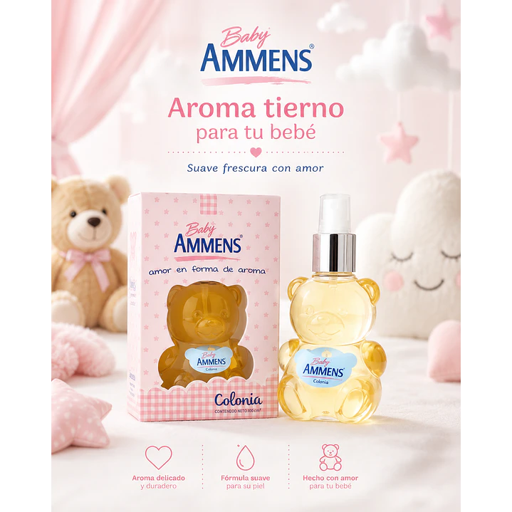 Colonia Oso Spray Ammens Baby 190ml Hipoalergénica 2