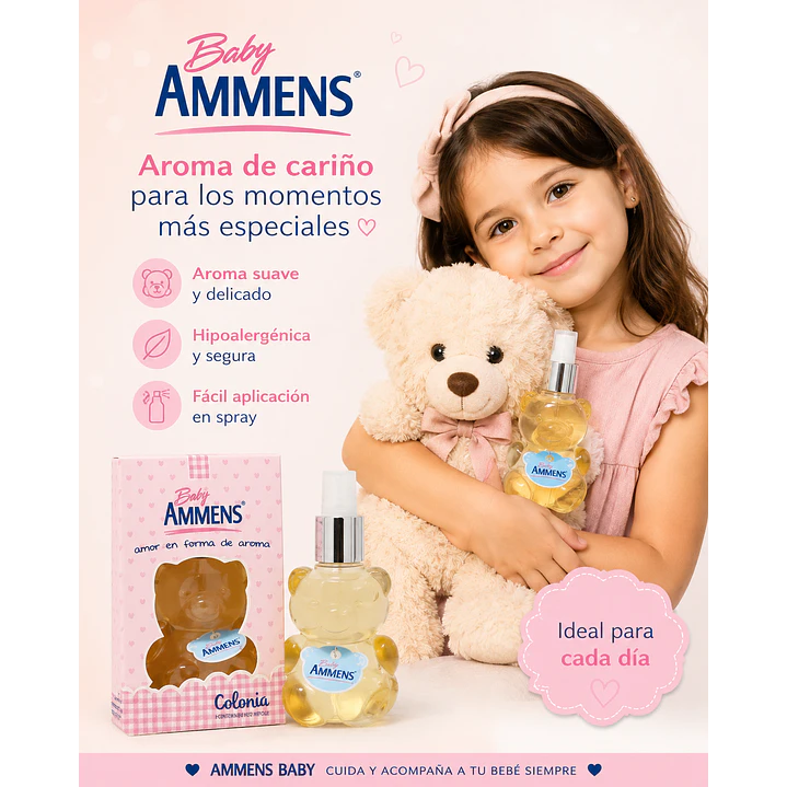 Colonia Oso Spray Ammens Baby 190ml Hipoalergénica 3