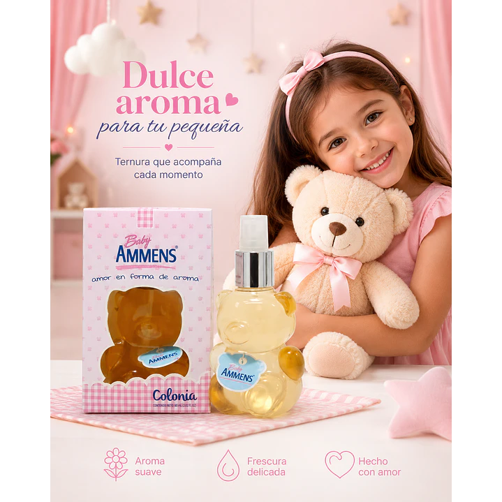 Colonia Oso Spray Ammens Baby 190ml Hipoalergénica 4