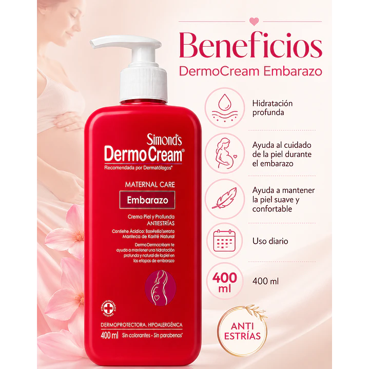 Crema Corporal Dermocream Embarazo En Dosificador 400ml 3