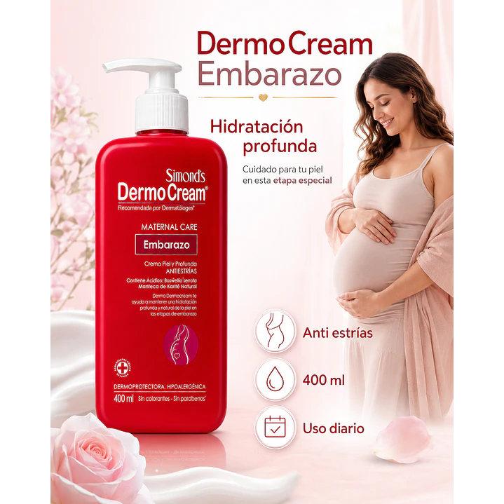 Crema Corporal Dermocream Embarazo En Dosificador 400ml 4