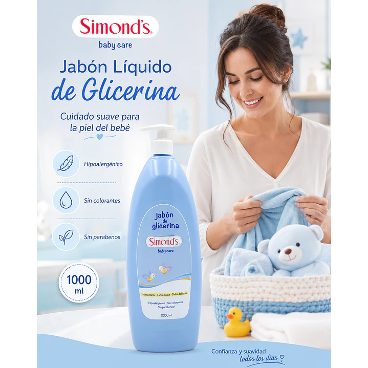 Jabón Líquido De Glicerina Simond's Para Bebé 1 L 3