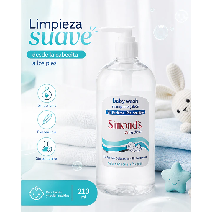 Baby Wash Shampo & Jabon Recién Nacido Simonds 500ml 3