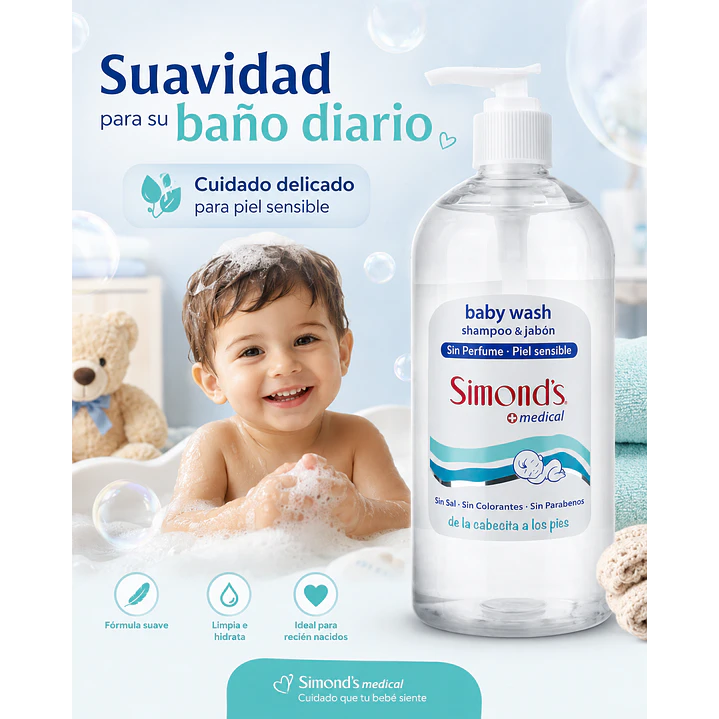 Baby Wash Shampo & Jabon Recién Nacido Simonds 500ml 4