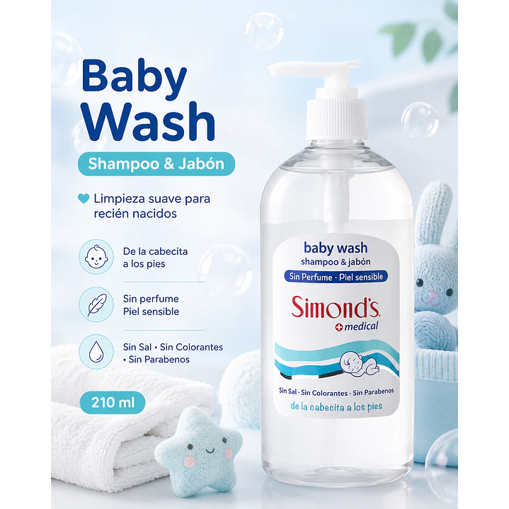 Baby Wash Shampo & Jabon Recién Nacido Simonds 500ml 6