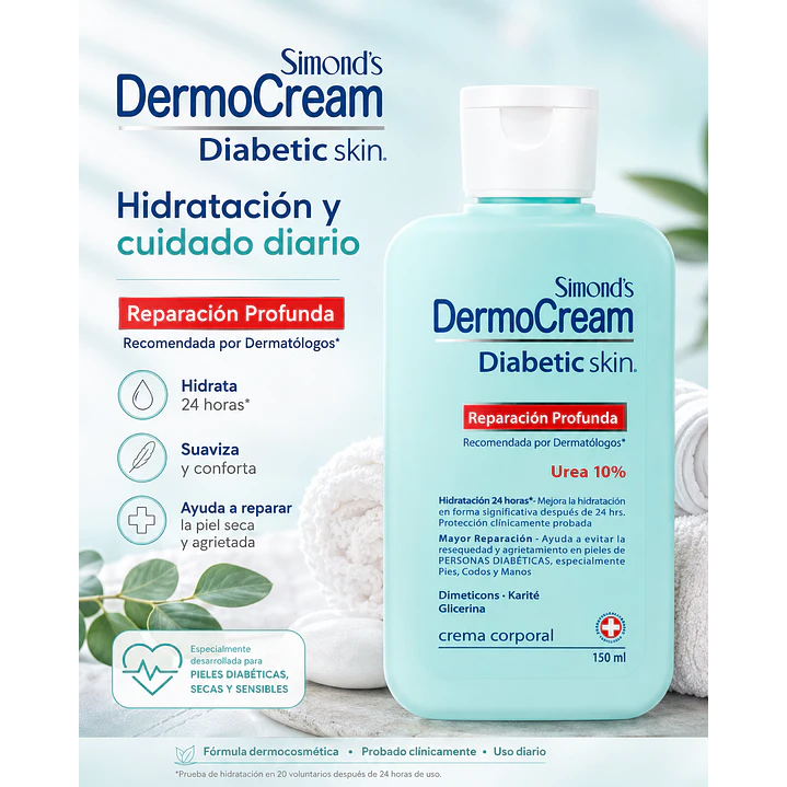 Crema Corporal Dermocream Diabetic Skin Simonds 150ml 5