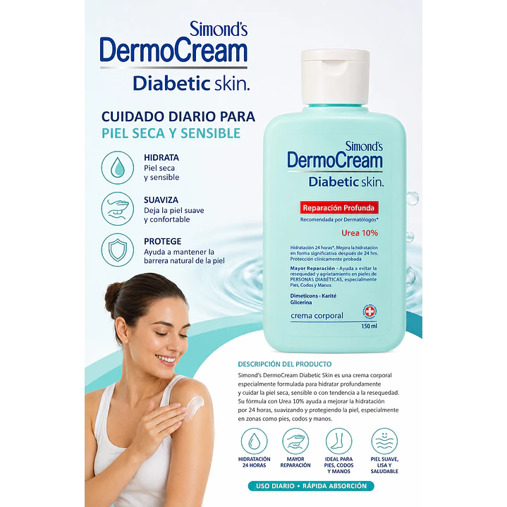 Crema Corporal Dermocream Diabetic Skin Simonds 150ml 4