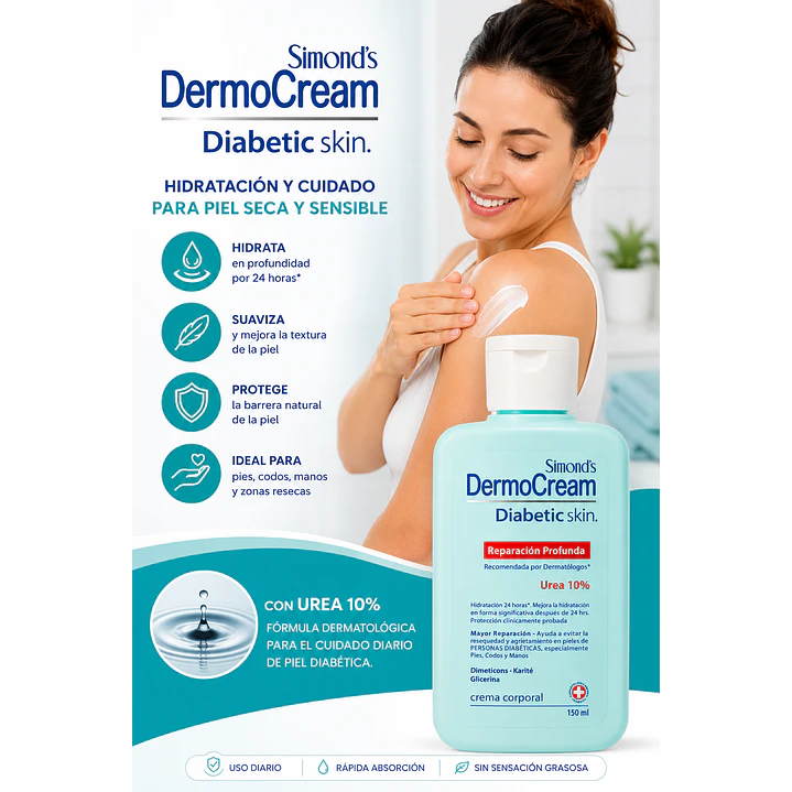 Crema Corporal Dermocream Diabetic Skin Simonds 150ml 6