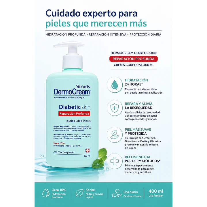 Crema Corporal Dermocream Diabetic Skin Simond's 400 Ml. 3