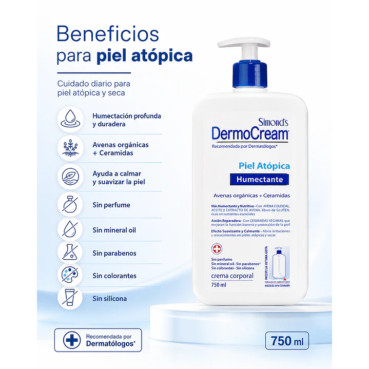 Crema Corporal Dermocream Atopica Humectante Avenas Organicas 750 Ml 5