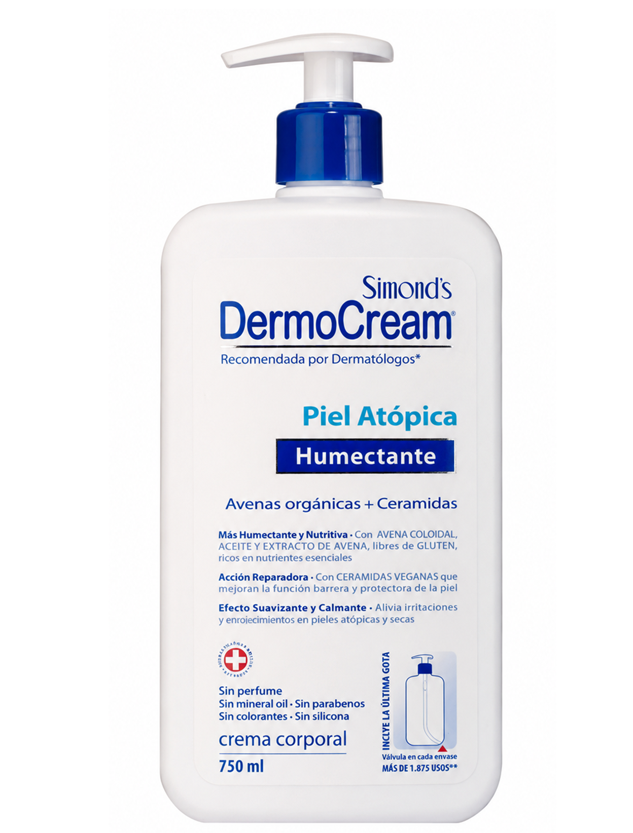 Crema Corporal Dermocream Atopica Humectante Avenas Organicas 750 Ml
