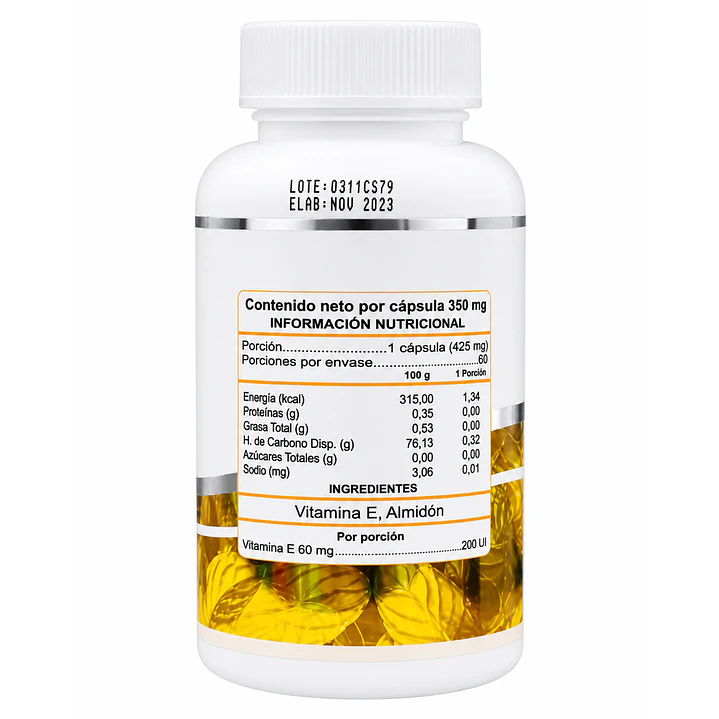 Vitamina E 60 Capsulas Sabor Natural A.v 3