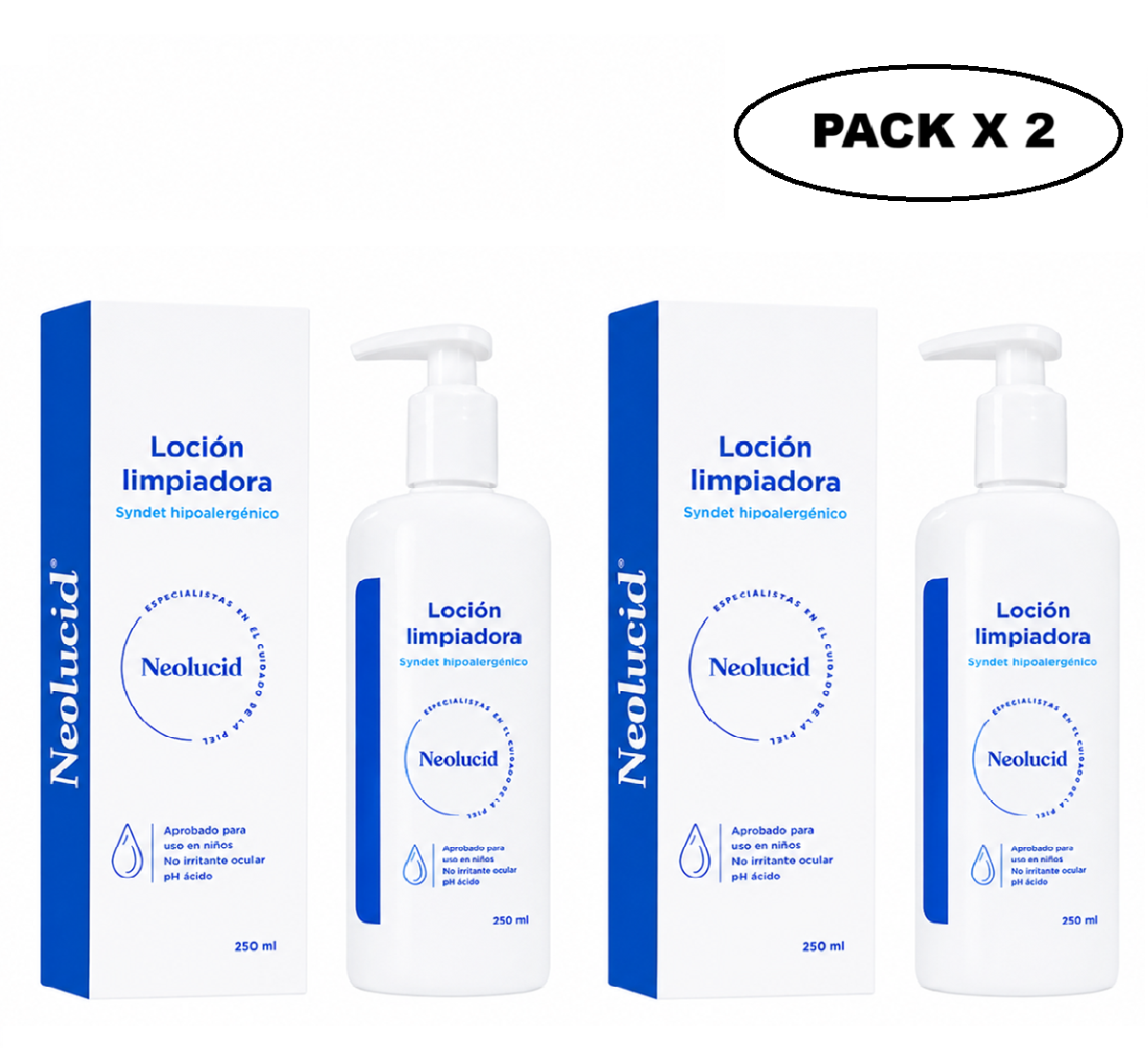 Neolucid Locion Limpiadora Facial y Corporal 250ml Pack x2