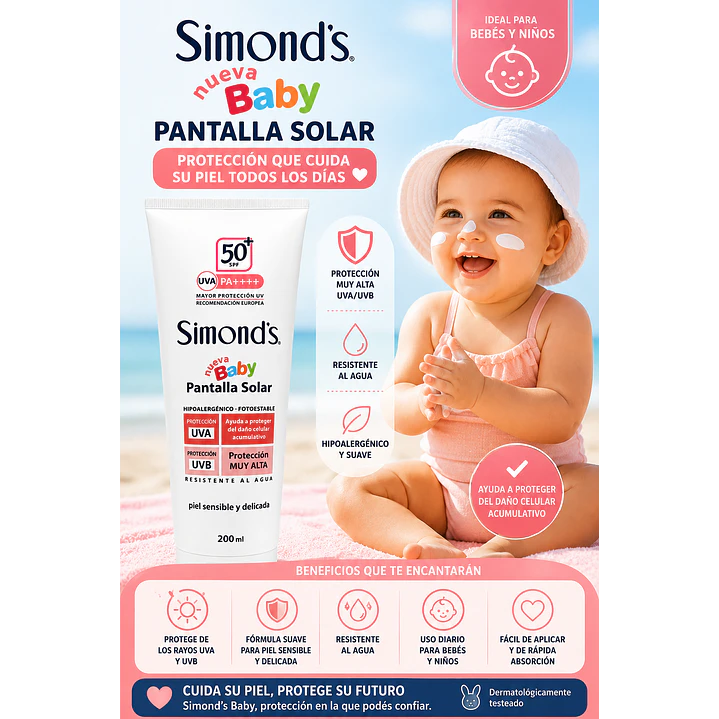 Protector Solar Pantalla F50 Simonds Baby 200ml 2