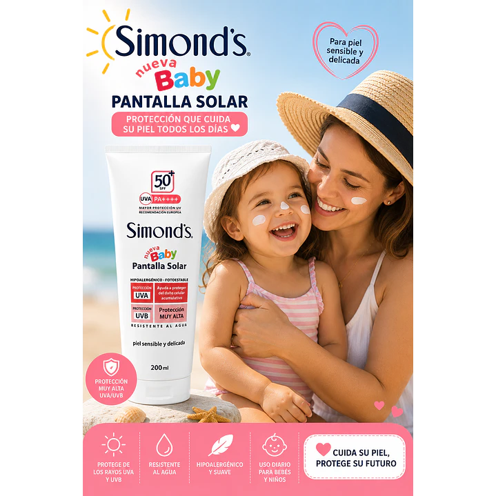 Protector Solar Pantalla F50 Simonds Baby 200ml 5