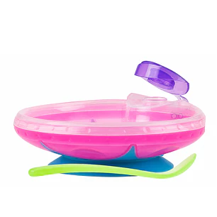 Plato Térmico Nuby Pink Baby Con Ventosa