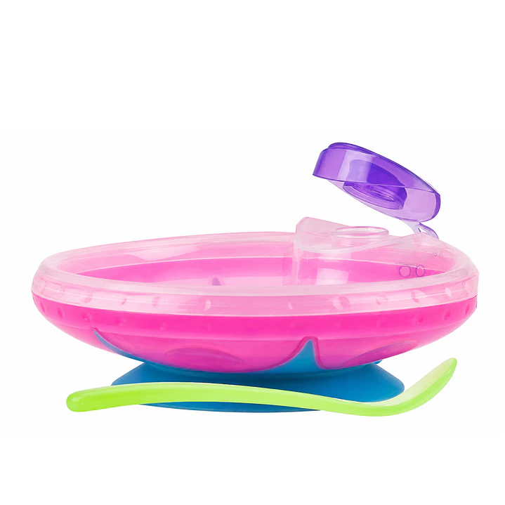 Plato Térmico Nuby Pink Baby Con Ventosa 1
