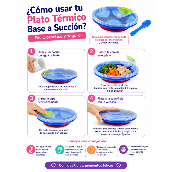 Plato Térmico Nuby Pink Baby Con Ventosa 9