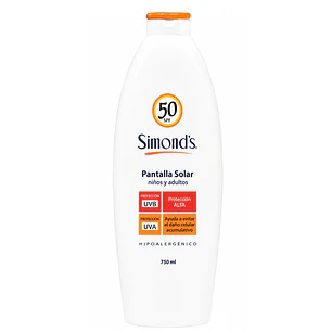 Pantalla Solar Spf 50 Niños Y Adultos Simonds 750 Ml