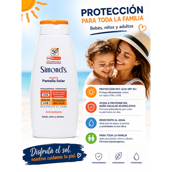 Pantalla Solar Antioxidante Simond’s SPF50+ 200ml 3