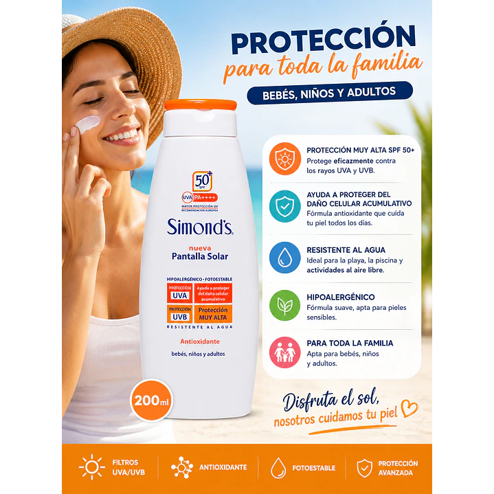 Pantalla Solar Antioxidante Simond’s SPF50+ 200ml 4
