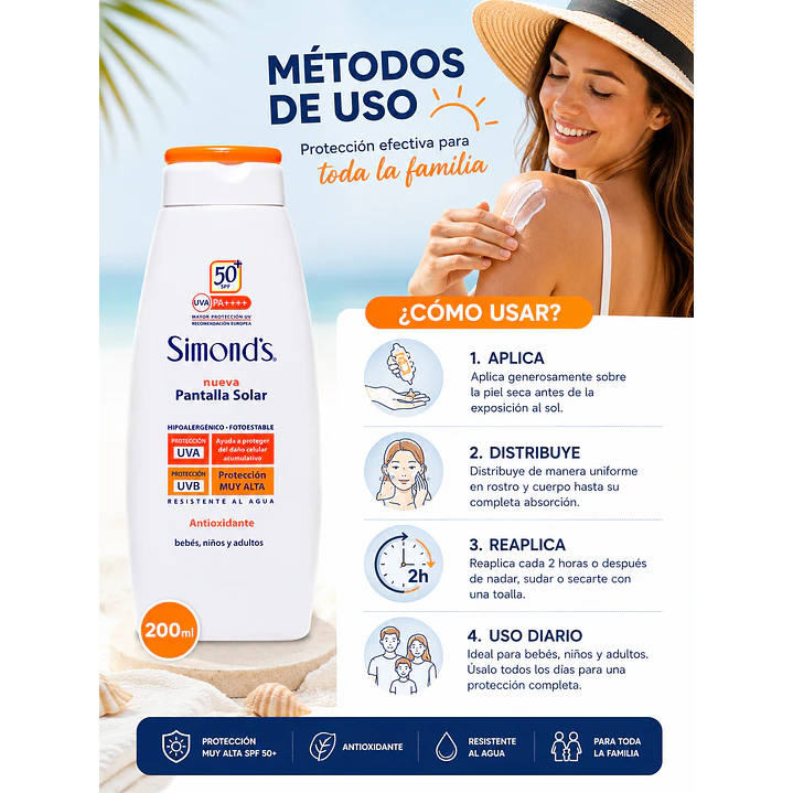 Pantalla Solar Antioxidante Simond’s SPF50+ 200ml 6