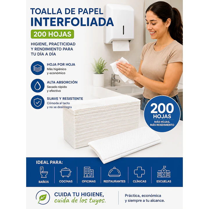 Toalla De Papel Interfoliada 200 Hojas  5