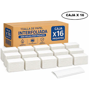 Toalla De Papel Interfoliada 200 Hojas Caja X 16 Paquetes 