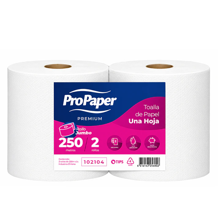 Toalla Propaper Jumbo 250 Mts x2 Rollos 1