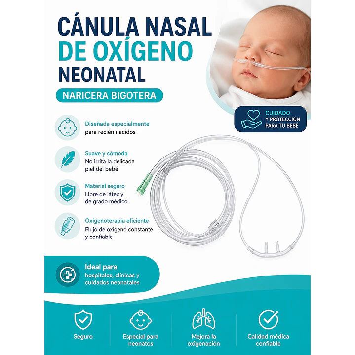 Canula Nasal De Oxigeno Naricera Bigotera Neonatal  2