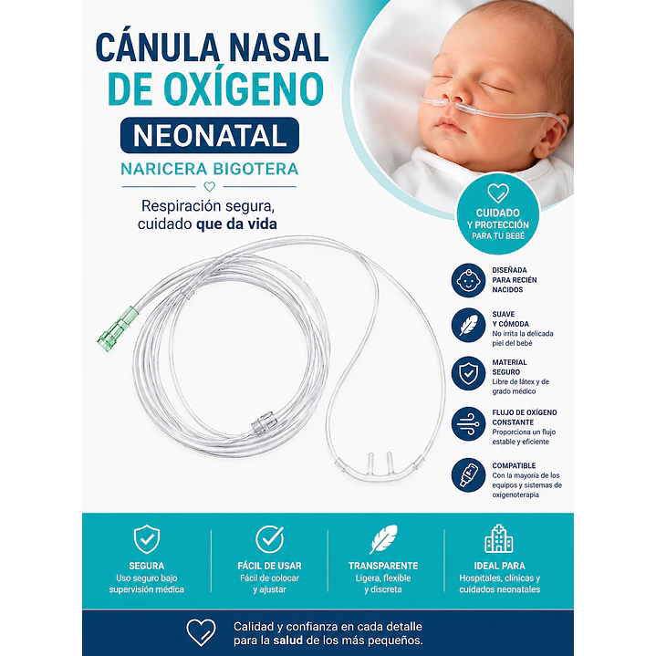 Canula Nasal De Oxigeno Naricera Bigotera Neonatal  5
