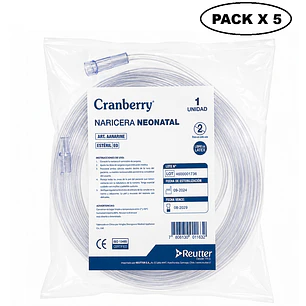 Canula Nasal De Oxigeno Naricera Bigotera Neonatal Pack x 5 Cranberry