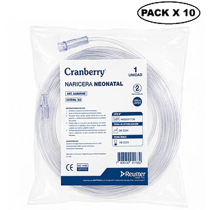 Canula Nasal De Oxigeno Naricera Bigotera Neonatal Pack x 10