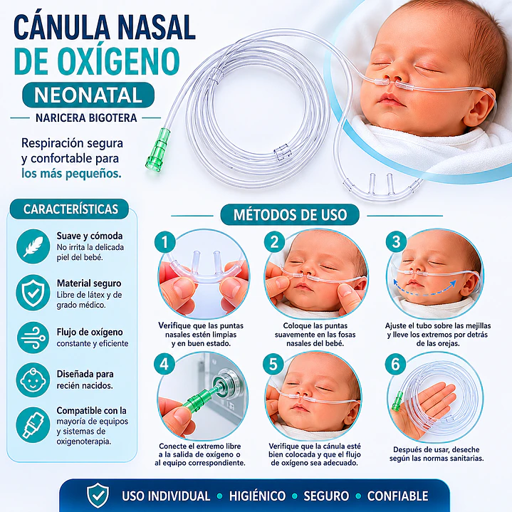 Canula Nasal De Oxigeno Naricera Bigotera Neonatal Pack x 50 Cranberry  5