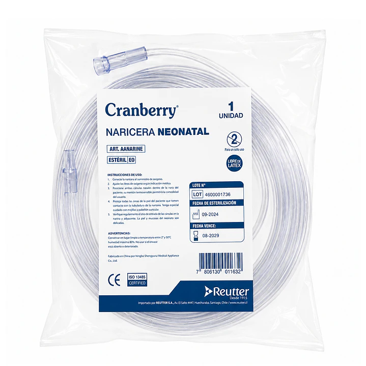 Canula Nasal De Oxigeno Naricera Bigotera Neonatal Cranberry Caja x 100 1