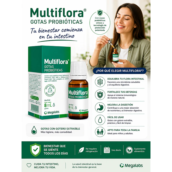 Multiflora Gotas Probioticas 8ml Sabor Sin Sabor 2