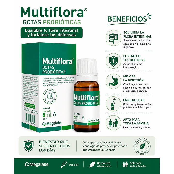 Multiflora Gotas Probioticas 8ml Sabor Sin Sabor 3
